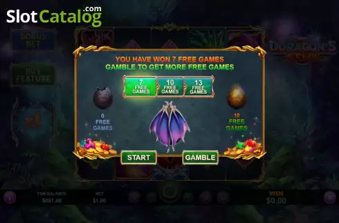 Free Games screen. Doragon's Gems slot