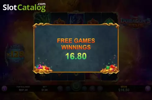 Win Free Games screen. Doragon's Gems slot