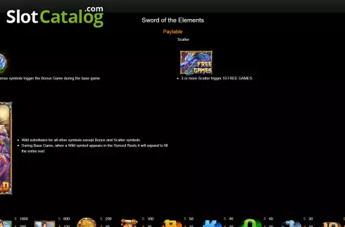 Captura de tela5. Sword of the Elements slot