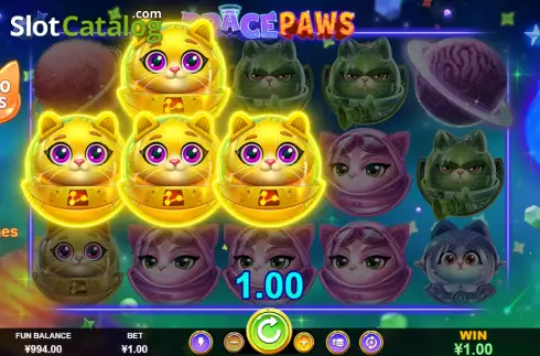 Win Screen. Space Paws slot