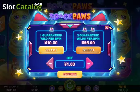 Bonus Bet Screen. Space Paws slot