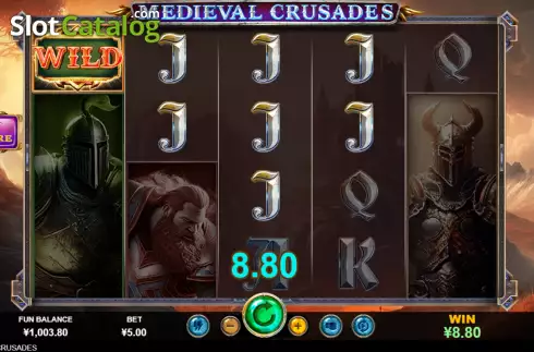 Win screen. Medieval Crusades slot
