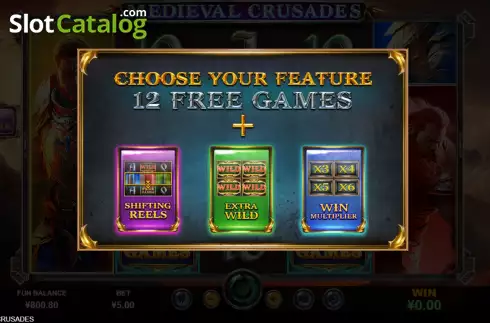 Free Spins screen. Medieval Crusades slot