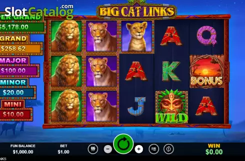 Game screen. Big Cat Links slot