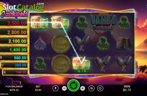 Win screen 2. Samba Jackpots slot