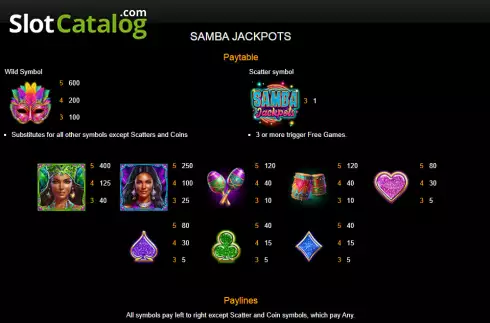 Schermo5. Samba Jackpots slot