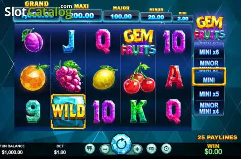 Game screen. Gem Fruits slot