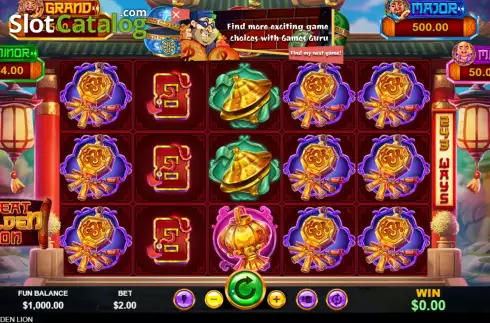 Game screen. Great Golden Lion slot
