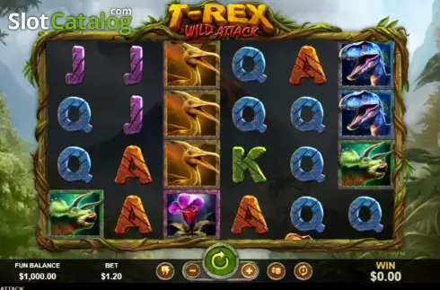 Game screen. T-Rex Wild Attack slot