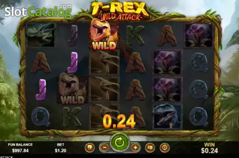 Win screen. T-Rex Wild Attack slot