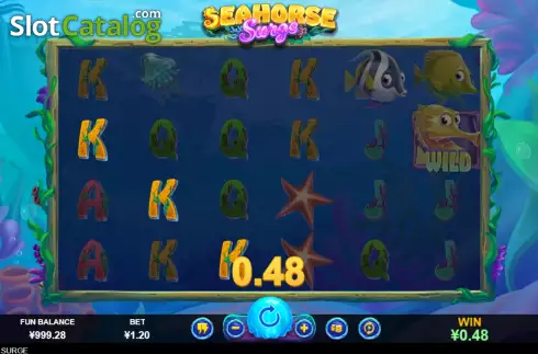 Win screen. Seahorse Surge slot