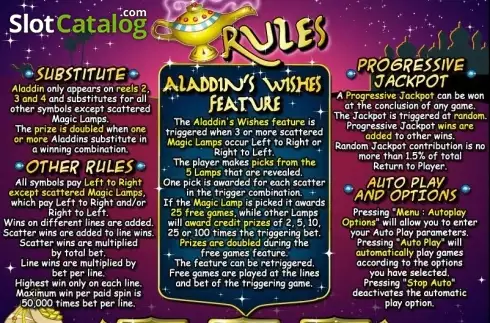 Rules. Aladdin's wishes slot