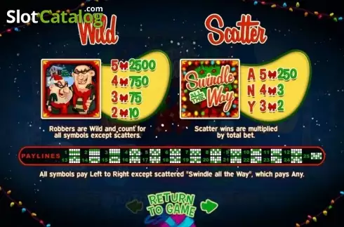 Paytable. Swindle All the Way slot