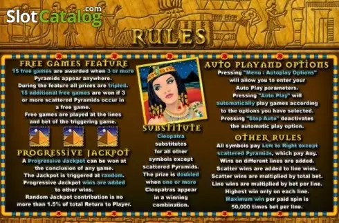 Features. Cleopatras Gold (RTG) slot