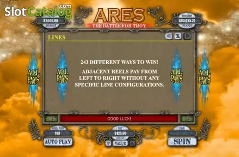 Ecran7. Ares the Battle for Troy slot