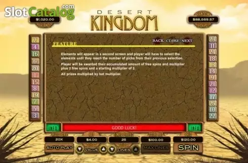 Skärmdump8. Desert Kingdom slot
