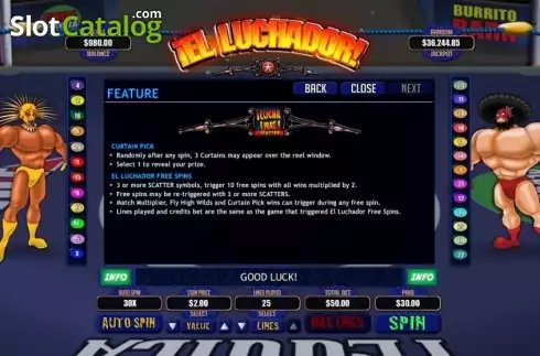 Feature 2. El Luchador slot