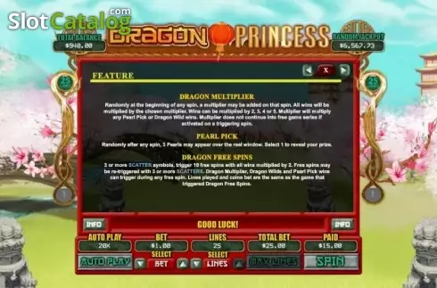 Οθόνη7. Dragon Princess (RTG) Κουλοχέρης 