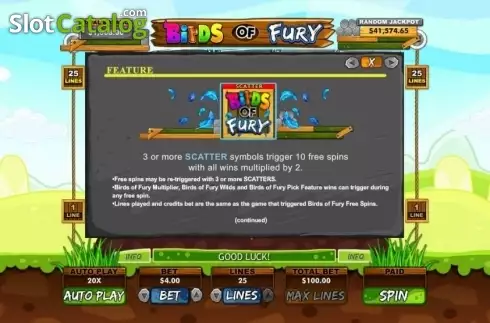 Free Spins 1. Birds of Fury slot