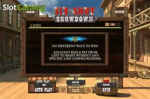 Bildschirm6. Six Shot Showdown slot