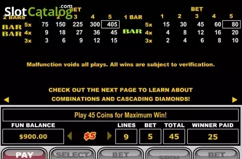 Bildschirm5. Super Diamond Mine slot