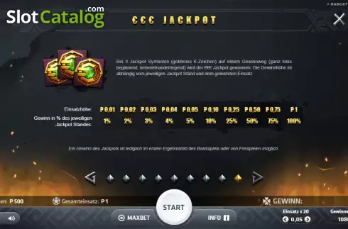 Jackpot screen. Goldmine Megatracks slot