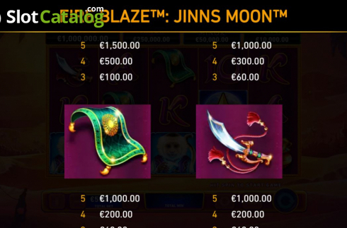 Paytable 1. Jinns Moon slot