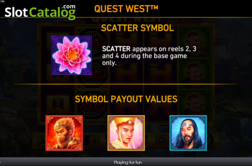 Features screen 2. Quest West slot