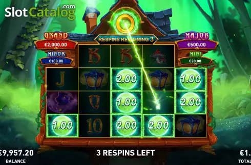 Bonus Gameplay Screen. Fire Blaze: Green Wizard slot