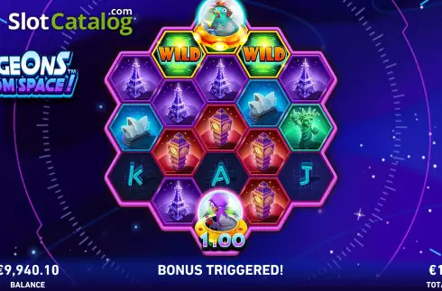Free Spins Gameplay Screen. Pigeons From Space! slot