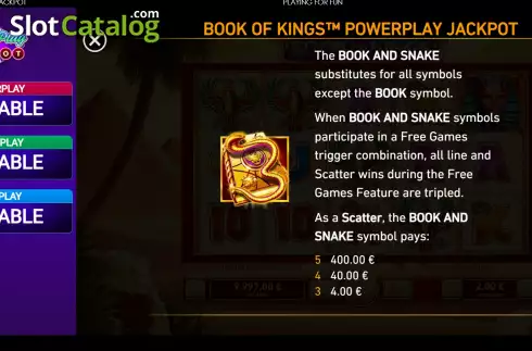 Game Features screen 2. Book of Kings: Power Play slot