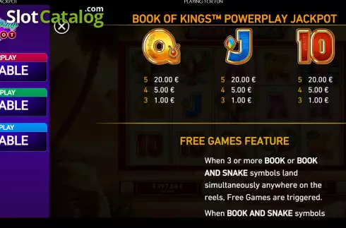 PayTable screen 2. Book of Kings: Power Play slot
