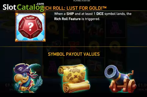 Game Features screen 2. Rich Roll: Lust For Gold! slot