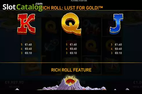 PayTable screen 2. Rich Roll: Lust For Gold! slot