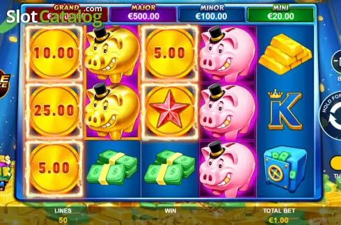 Game Screen. Piggies And The Bank Mega Fire Blaze slot