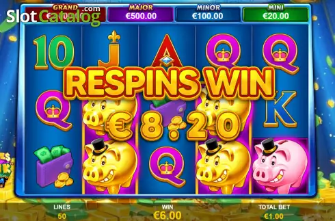 Respins Win Screen 3. Piggies And The Bank Mega Fire Blaze slot