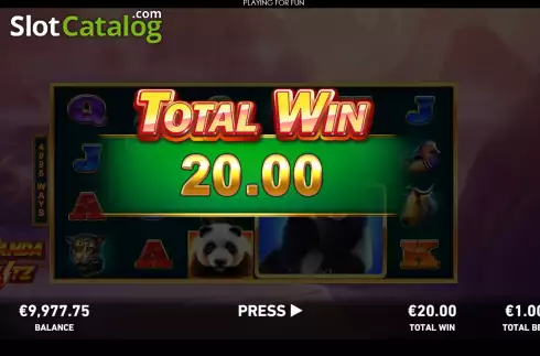 Win Free Spins screen. Panda Blitz slot