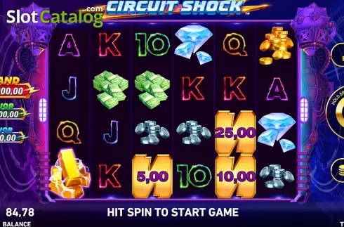 Game screen. Circuit Shock slot