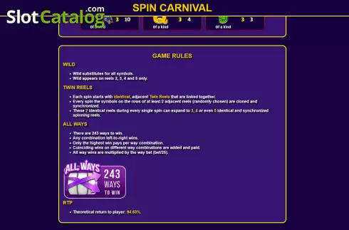 Bildschirm7. Spin Carnival slot