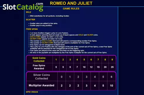 Schermo8. Romeo and Juliet (Ready Play Gaming) slot