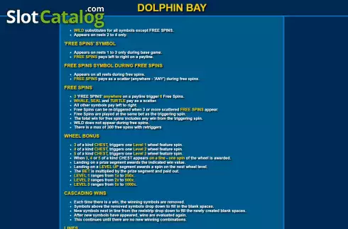 Features screen 2. Dolphin Bay slot