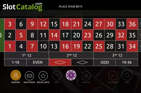 Game screen. Dealers Club Roulette slot