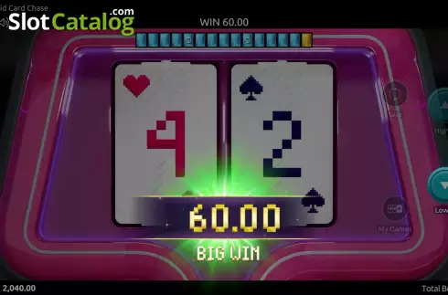 Win screen. Rapid Card Chase slot