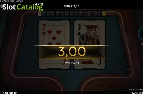 Win screen. Card Chase with Rachael slot