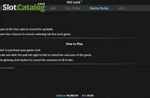 Auszahlungen 2. Pot Luck Pull Tab slot