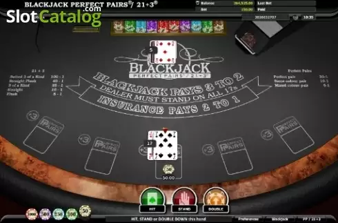 Reel screen. Blackjack Perfect Pairs / 21+3 slot