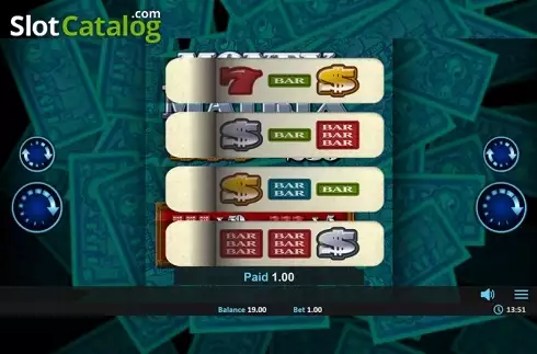 Game Screen. Money Matrix Pull Tab slot