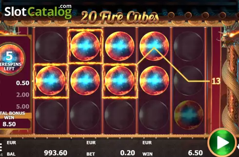 Big Win in Free Spins Screen. 20 Fire Cubes slot