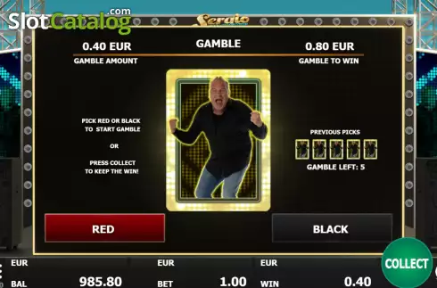 Risk Game screen. Sergio Superstar slot