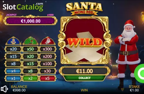 Win screen. Santa Mono Reel slot